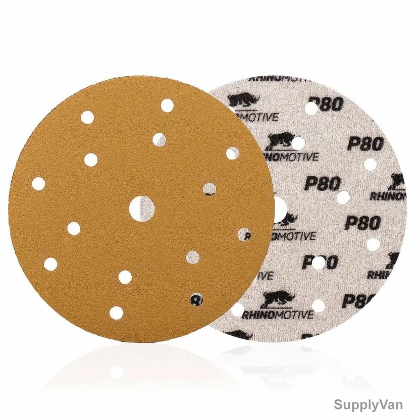Rhinomotive Multi-Purpose Abrasive Disc, R1501, 150MM, P80, Gold, 100 Pcs/Box — image 1