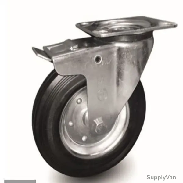 Short Brake Plate Caster, 402200, Medium Duty, 20CM, 350Kg