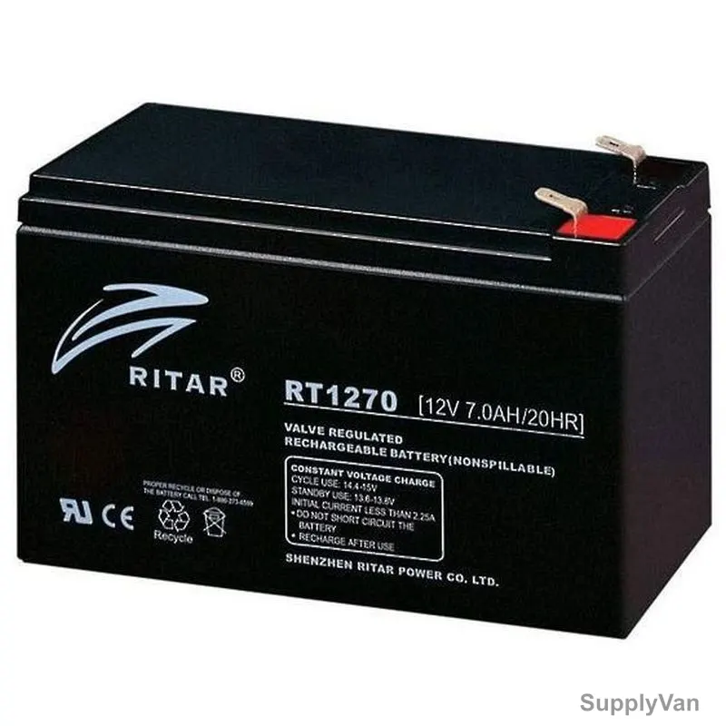 Ritar Lead Acid Battery, RT1270, 12V, 7 Ah