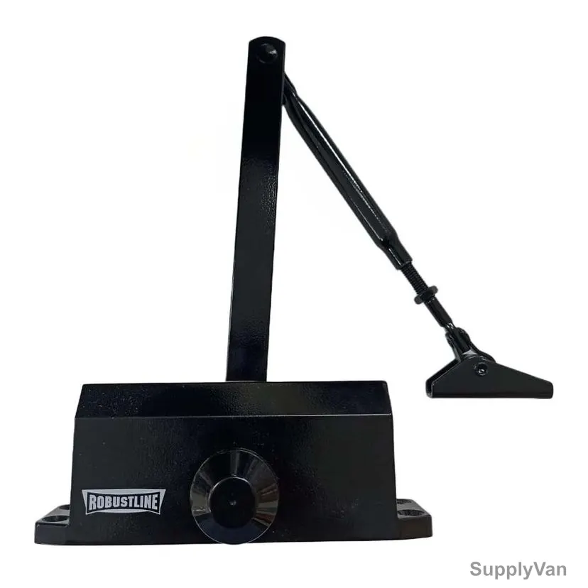 Robustline Automatic Adjustable Door Closer, P1102, Aluminium Alloy, 25-45 Kg Weight Capacty, Black