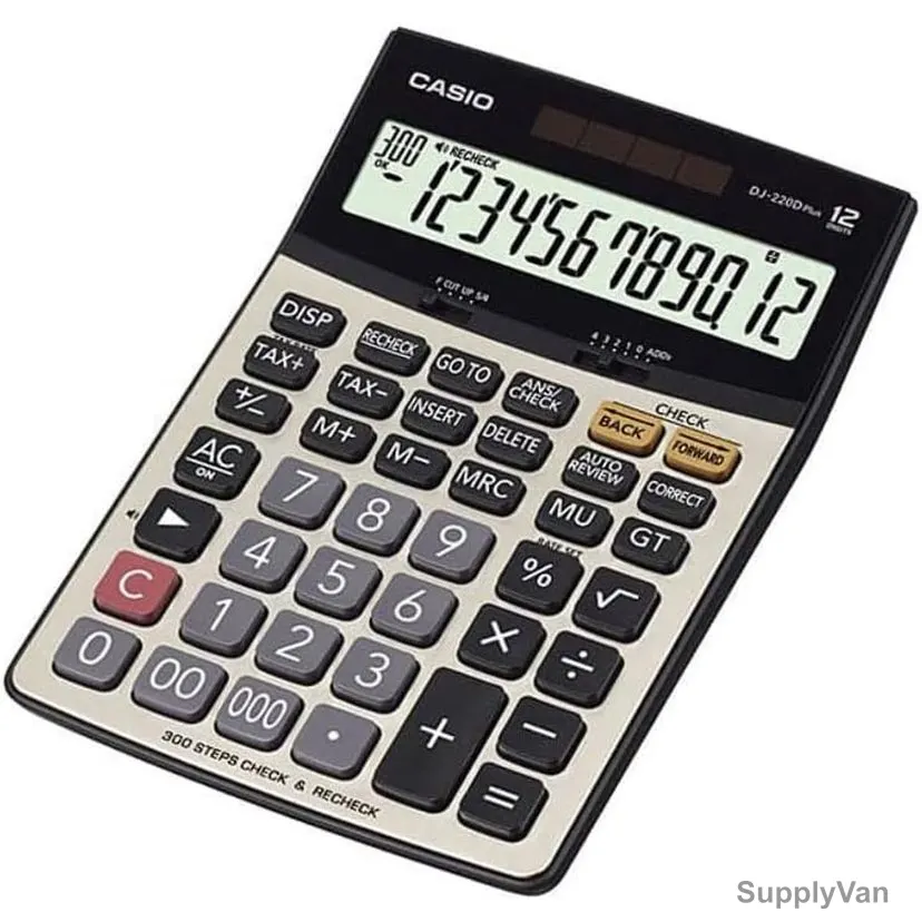 Casio Desktop Calculator, DJ-220D-Plus, Plastic, 3 Inch Display Size, 12 Digits, Black