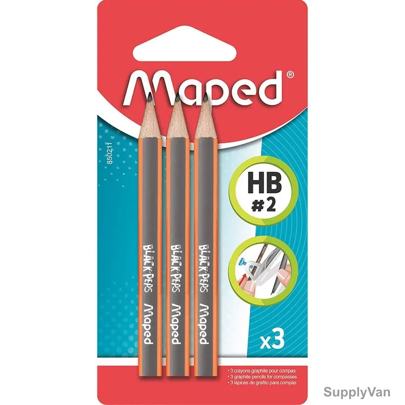 Maped Mini Pencil, MD-850211, Black'Peps, Black, 3 Pcs/Pack