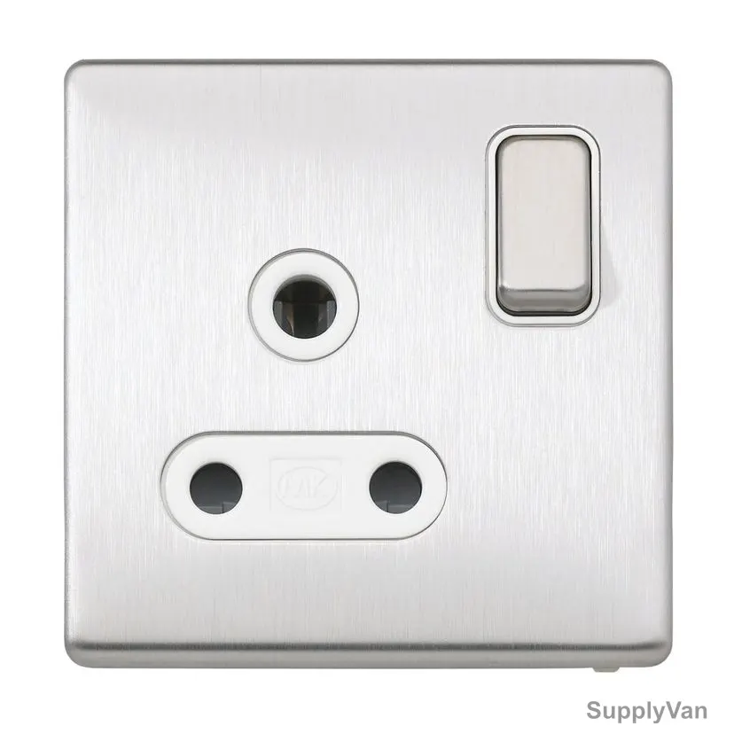 MK DP Switched Socket, K24383BSSB, 1 Gang, 15A, Brushed Stainless Steel — image 1