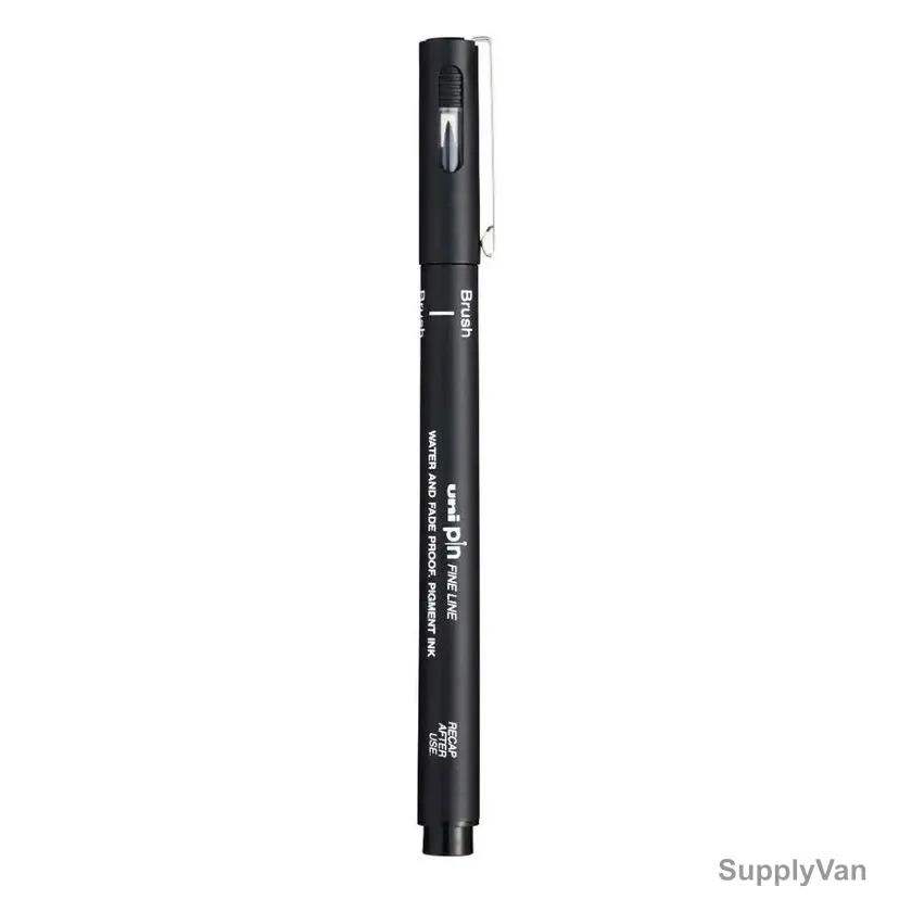 Uni-Ball Ultra Fine Line Brush Pen, PIN200-BR-BK, Black, 12 Pcs/Pack