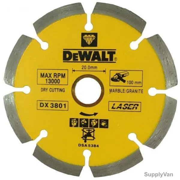 Dewalt Laser Segmented Diamond Blade, DX3801, 100MM