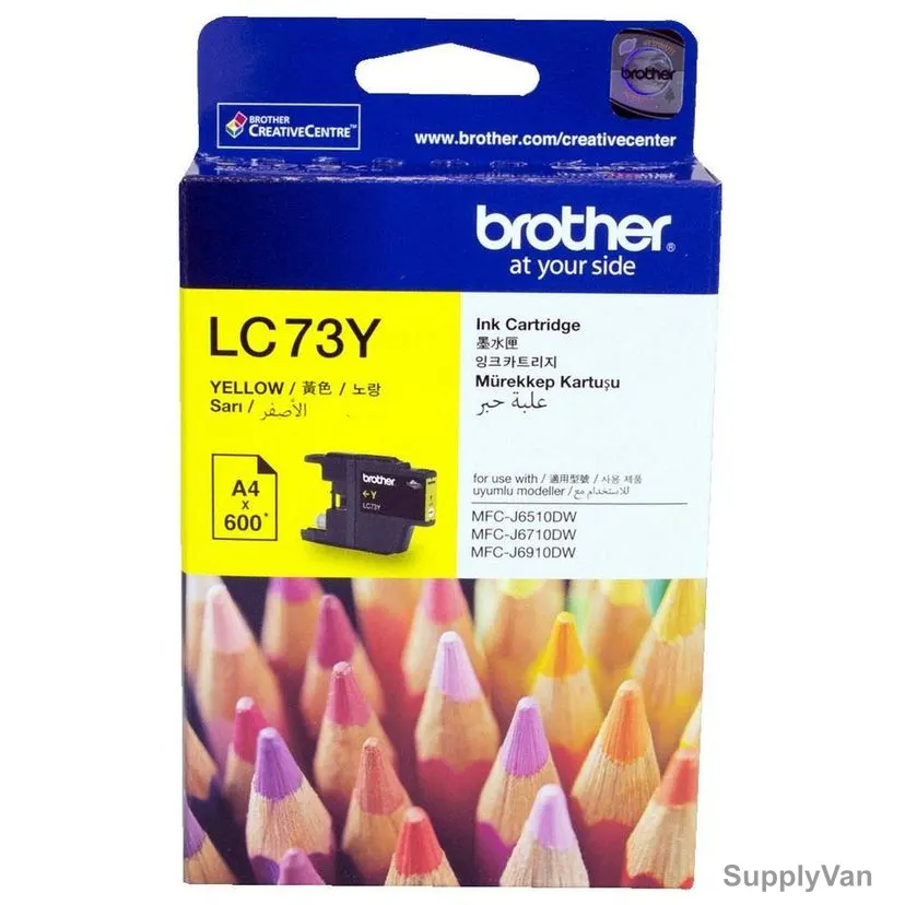 Brother Ink Cartridge, LC73Y, 600 Pages, Yellow