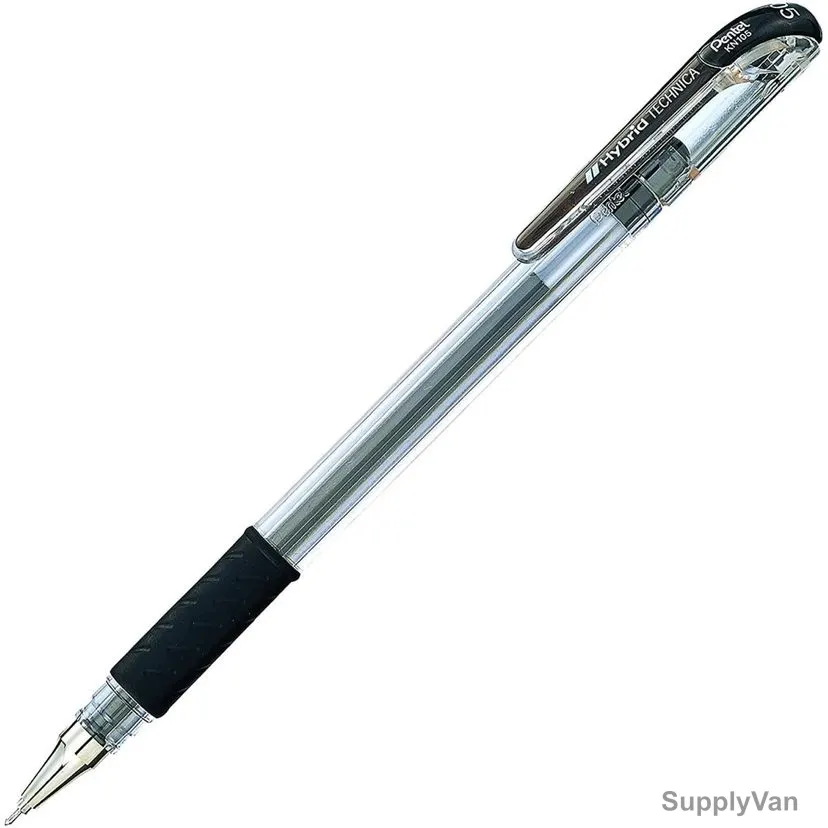 Pentel Hybrid Technica Gel Roller Pen, PE-KN105-A, 0.5MM Tip, Black, 12 Pcs/Pack