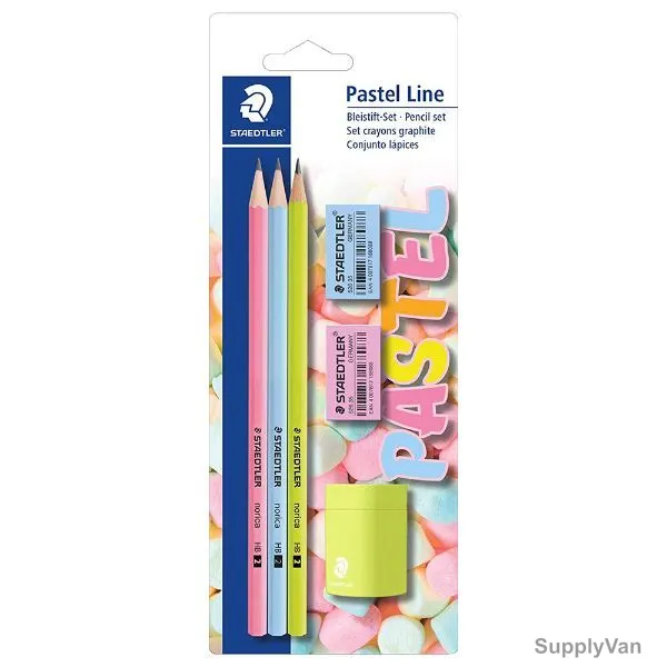 Staedtler Pastel Line Pencil Set, ST-130-43-SBKP1, 2.0MM Tip Size, Assorted Colors, 3 Pcs/Set