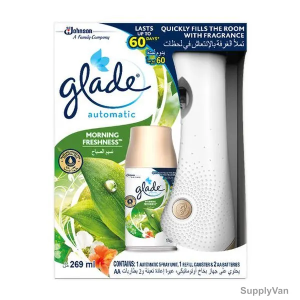 Glade Air Freshener Automatic Spray Holder With Refill Can, Morning Freshness Embrace, 269ML