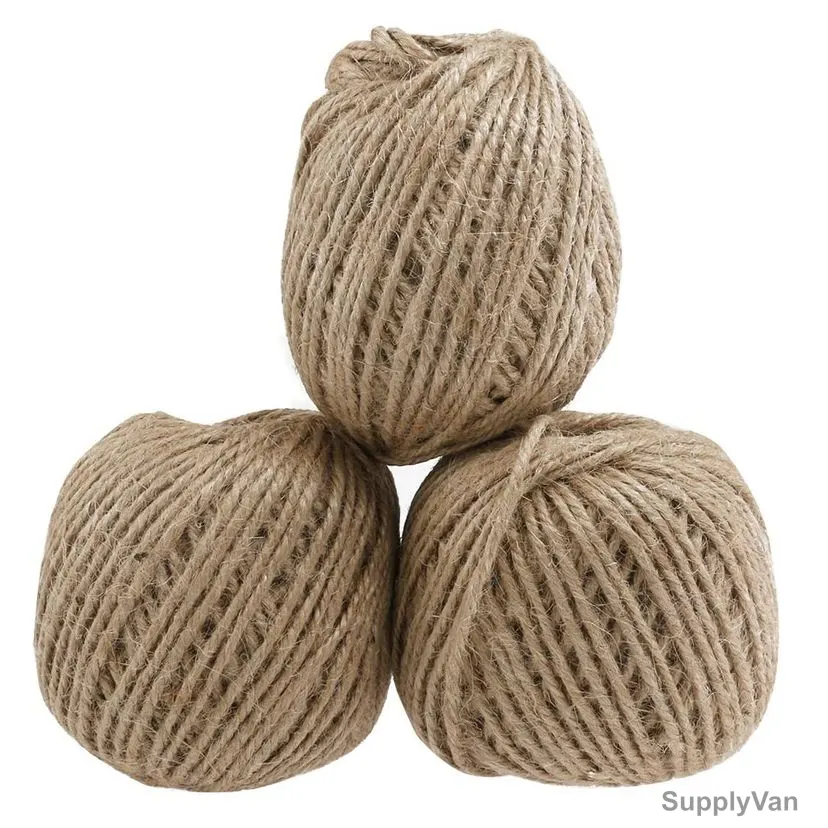 Vosarea Twine String Cord, Jute, 2MM Dia x 55 Mtrs Length, Natural, 3 Roll/Pack — image 1