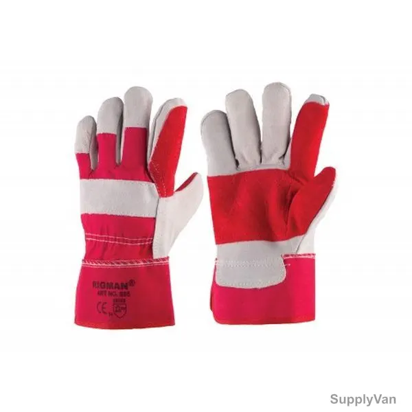 Rigman Working Gloves With Reinforced Double Palm, 555, Size10, Red