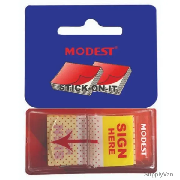 Modest Sign Here Tape Flag, MS-6809, 1 Inch Width x 1.73 Inch Length, Yellow, 12 Cards/Pack