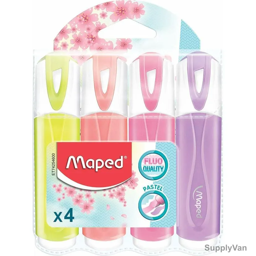 Maped Pastel Highlighter, MD-742546, Assorted Colors, 4 Pcs/Set