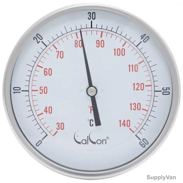 Calcon Bi-Metal Temperature Gauge, CCTE18, 125x200MM, 1/2 Inch, NPT, 0-60 Deg. C