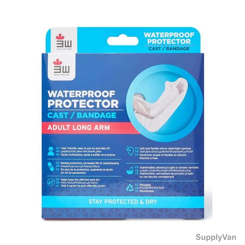 3W Adult Long Arm Waterproof Bandage Protector, 3W-2101, 19 x 16CM, Clear — image 1