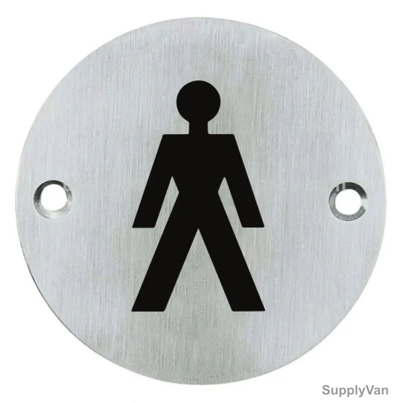Dorfit Men Symbol Engraved Sign Plate, DTSPM002, Round, 76MM, Satin