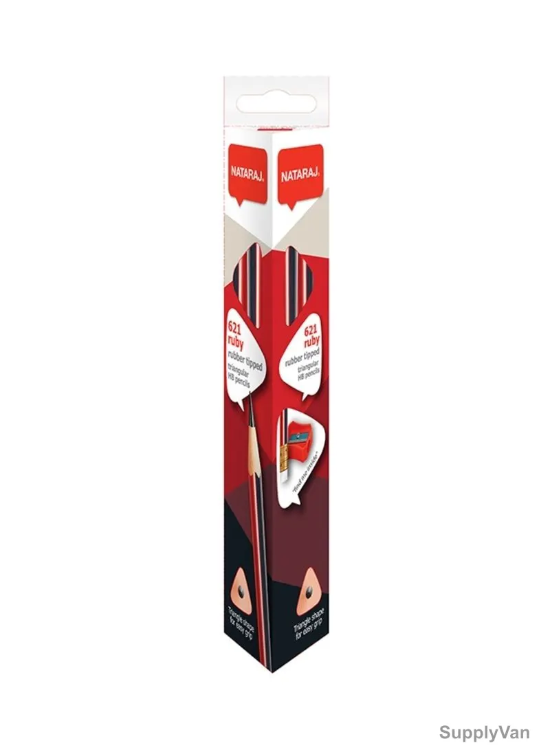 Nataraj Ruby Pencil W/Rubber Tip, HP201151043, Triangle