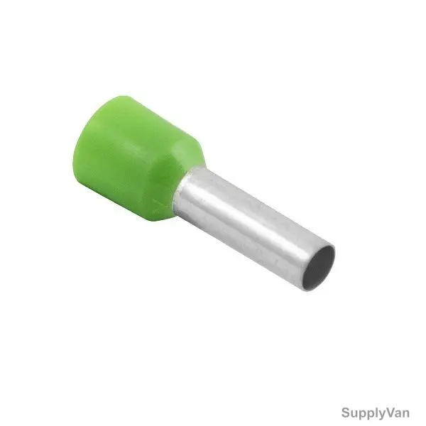 Bootlace Ferrule, E1508, 16 AWG, 1.5 SQ.MM x 8MM Length, Green, 100 Pcs/Pack