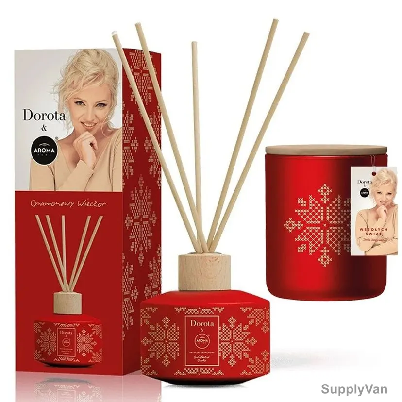 Aroma Home Reed Diffuser With 150GM Candle, Cinnamon, 100ML, Red — image 1
