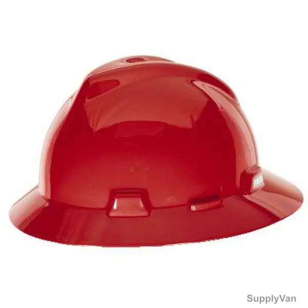 MSA Safety Helmet With Ratchet Suspension, N118241299, V-GARD, Polyethylene, Red