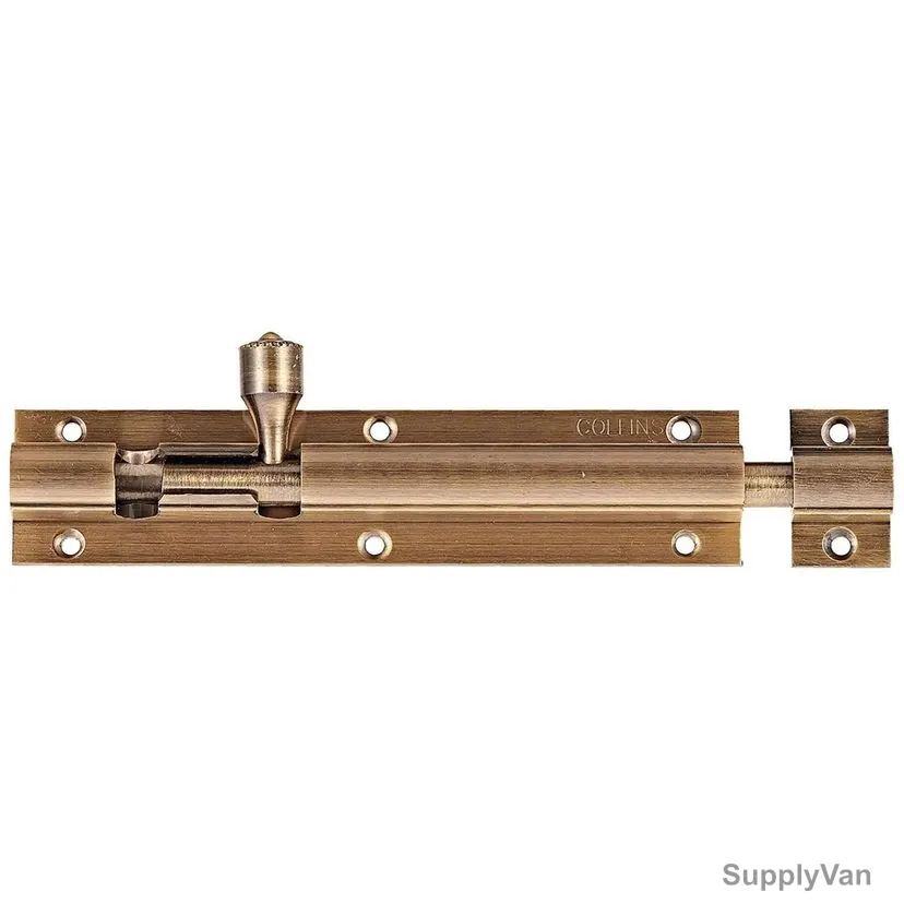 Collins Tower Bolt, 6x-10mm-AB, Antique Brass