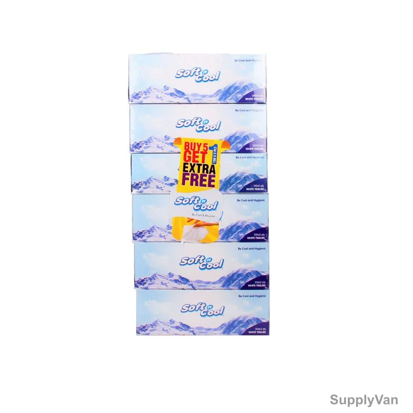 Hotpack Facial Tissue, SNCT200OP, Soft n Cool, 2 Ply, White, 5+1 Free
