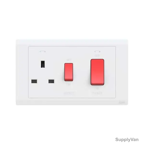 Abb 45A Cooker Switch With 13A Socket, BL118, Inora, 1 Way, White