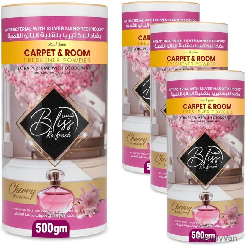 Swish Super Bliss Fresh Carpet and Room Freshener Powder, Cherry Blossom, 500GM, 4 Pcs/Pack — image 1