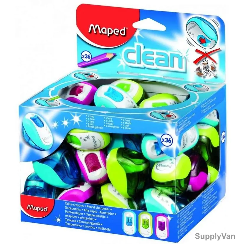 Maped Pencil Sharpener, MD-030111, Plastic, Multicolor, 36 Pcs/Pack