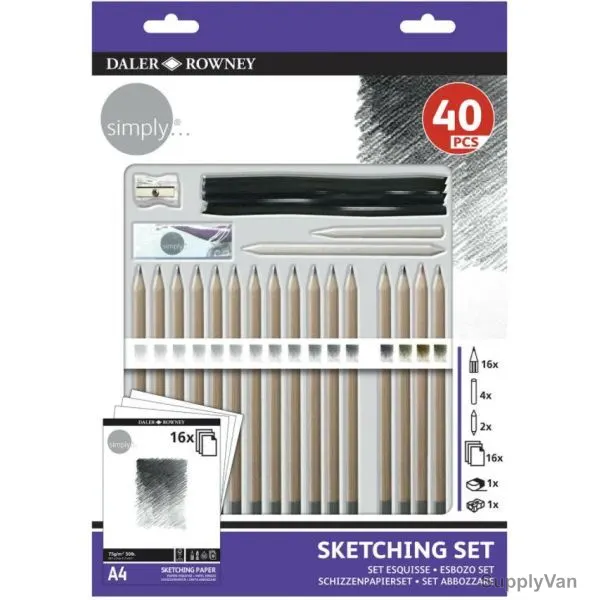Daler Rowney Simply Sketching Set, 644500410, 40 Pcs/Set