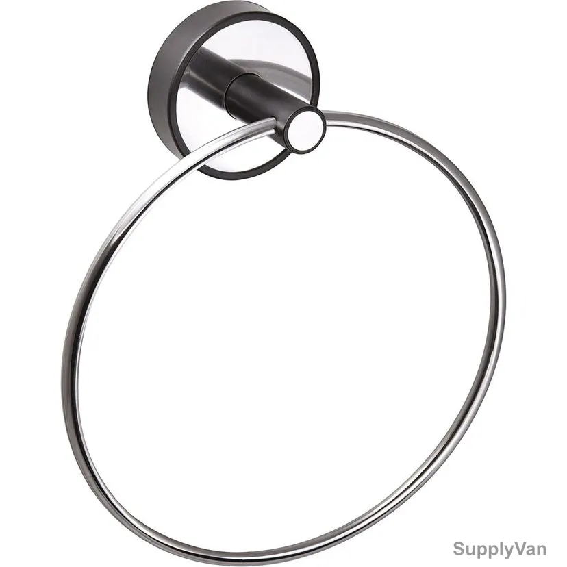 Kapitan Towel Ring, 62-20, Optimo, Stainless Steel/ABS, Polished, 16CM Dia, Silver/Black — image 1