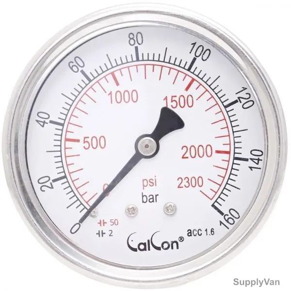 Calcon Pressure Gauge, CC10D, 63MM, 1/4 Inch, NPT, 0-160 Bar