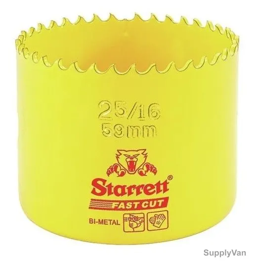 Starrett Hole Saw, FCH0256, High Speed Steel, 59MM, 5.5 TPI, Yellow