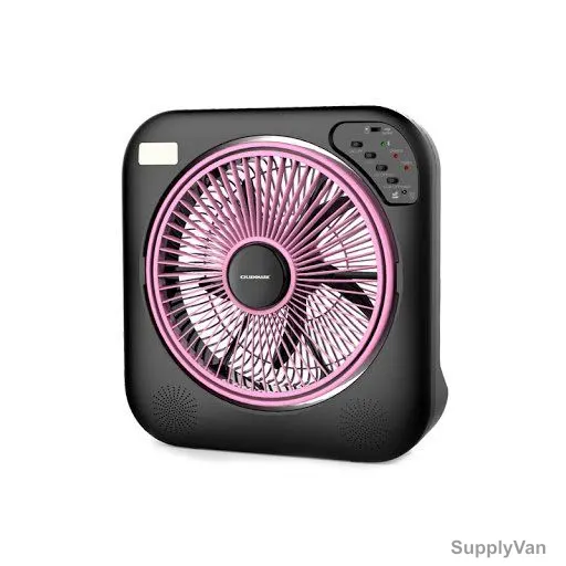 Olsenmark Rechargeable Box Fan With Emergency Lantern, OMF1751, 12V, Black/Pink