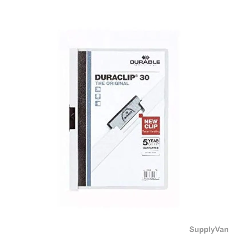 Durable Clip File Folder, 2200WH, Duraclip, A4, 30 Sheets, White, 25 Pcs/Box