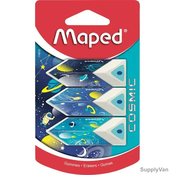 Maped Cosmic Kids Pyramid Eraser, MD-119512, Multicolor, 3 Pcs/Pack