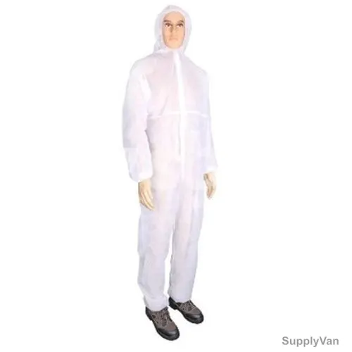 Vaultex Disposable Coverall, BOE, Polypropylene, 40 GSM, 2XL, White, 100 Pcs/Pack