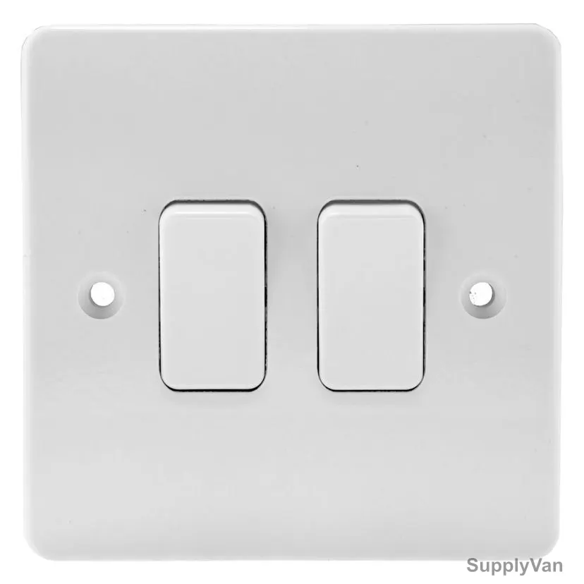 Mk Single Pole Electrical Plate Switch, K4872WHI, Logic Plus, Thermoset Plastic, IP2XD, 2 Gang, 2 Way, 10A, White — image 1