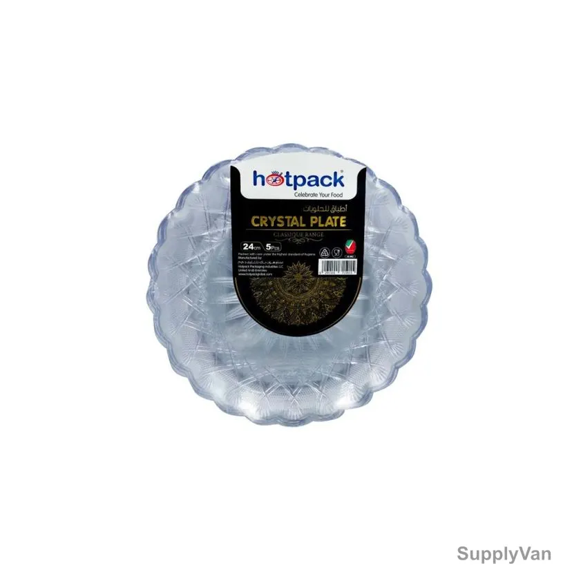 Hotpack Crystal Plate, HSMCP24, Plastic, 24CM, Clear, 5 Pcs/Pack