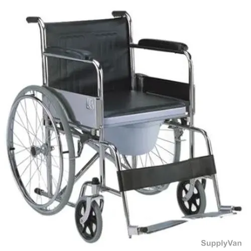3W Commode Wheel Chair, 3W-609-46, Steel, Black