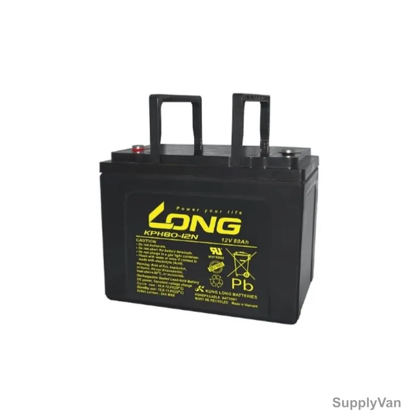 Long Rechargeable Sealed Lead Acid Battery, KPH80-12N, 12V, 80Ah/10 Hr