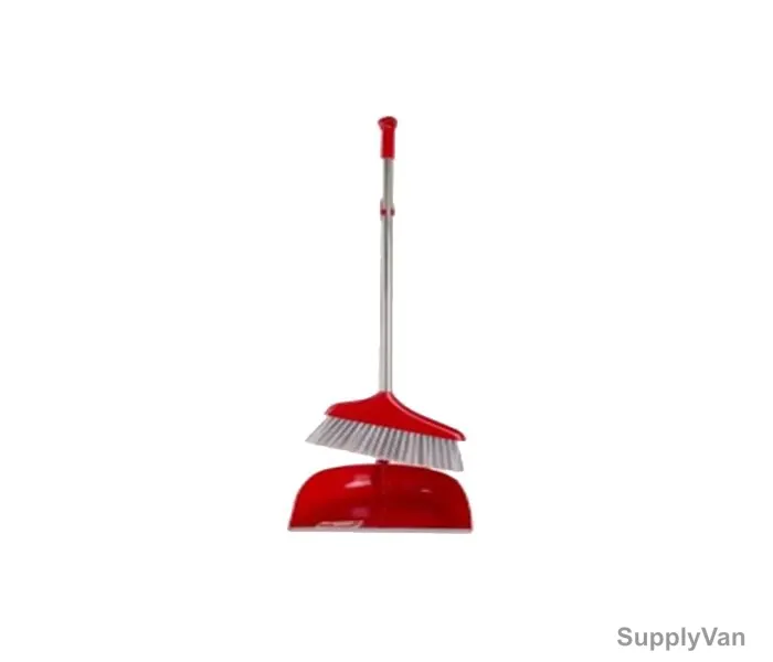 Britemax Dustpan W/ Broom, BR-705-DP, Plastic, Red