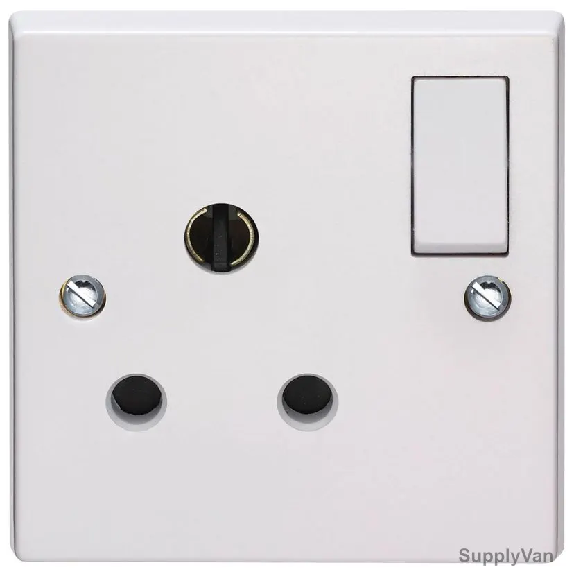 Volex Round Pin Switched Socket, VX9900, 15A, 1 Gang, White