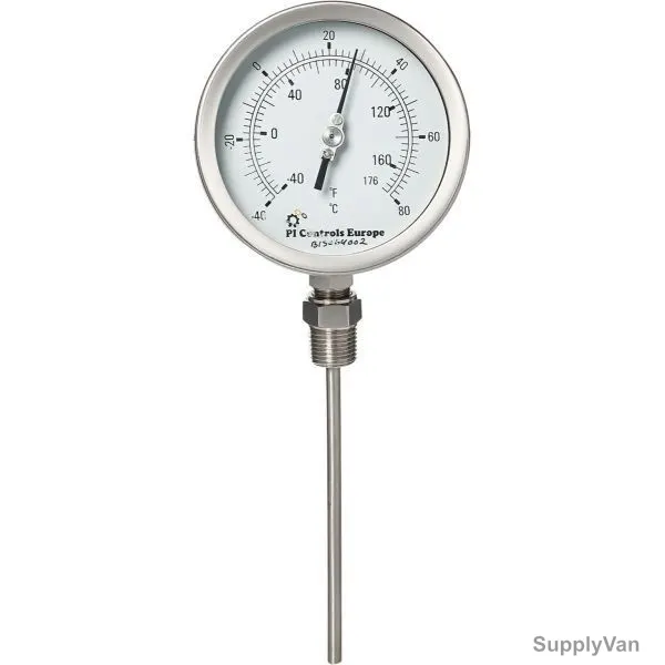 PI Control Temperature Gauge, TG-6-100D-80R-150L, 100x150MM, 1/2 Inch, MNPT