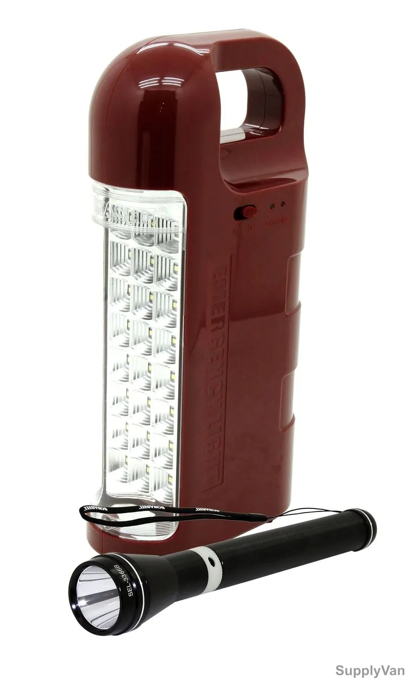 Sonashi Rechargeable Emergency Lantern With LED Torch, SEL-3366, Maroon/Black