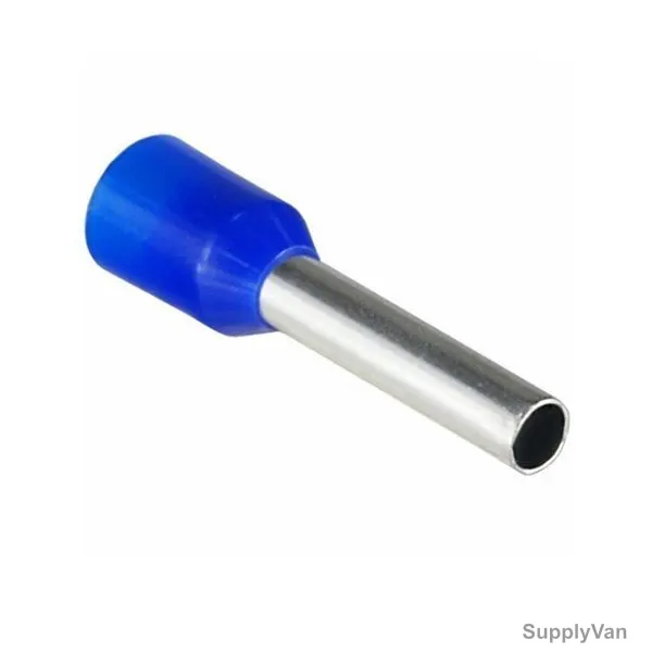 Bootlace Ferrule, E2508, 14 AWG, 2.5 SQ.MM x 8MM Length, Blue, 100 Pcs/Pack