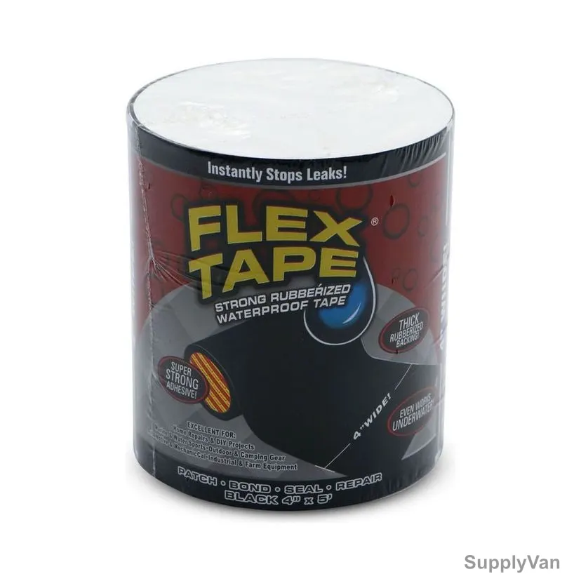 Waterproof Flex Tape, 100MM x Mtrs, Plastic, Black