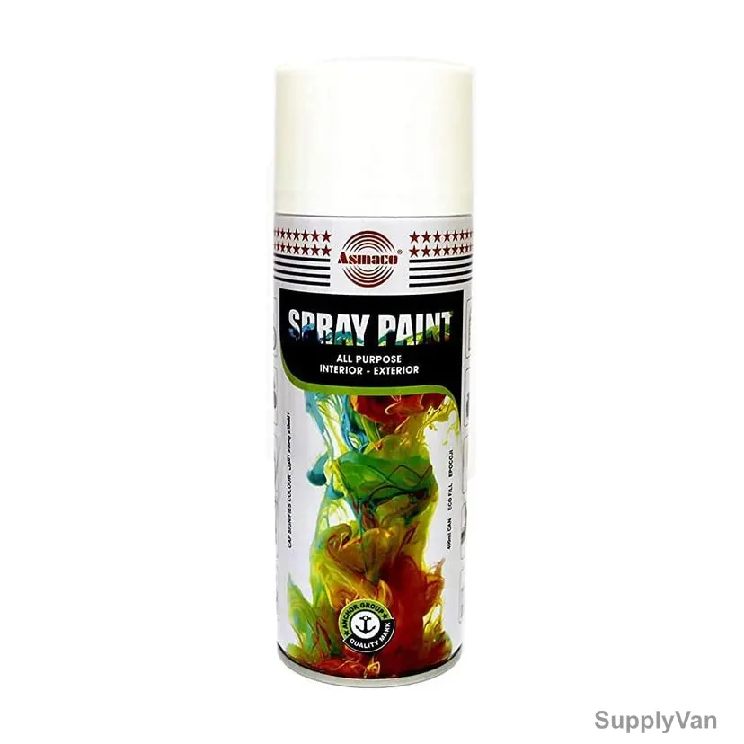 Asmaco All Purpose Spray Paint, 400ML, Gloss White
