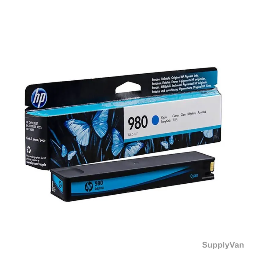 HP Original Ink Cartridge, D8J07A, 980, 86.5ML, 6600 Pages, Cyan