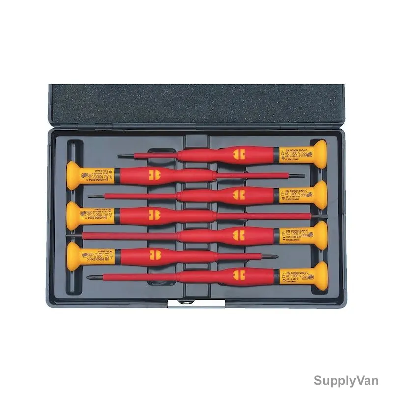 Wurth VDE Precision Screwdriver Set, Red/Yellow, 7 Pcs/Set